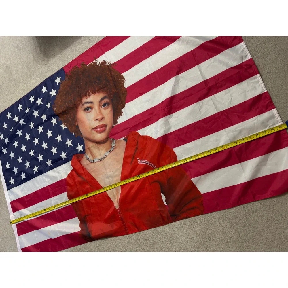 Ice Spice American Flag Tapestry Red Balenciaga Jacket Banner Wall‎ Decor 3x5 ft